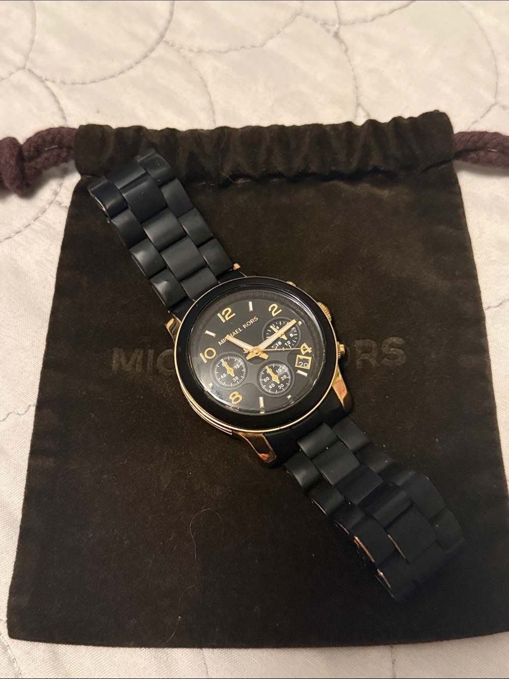 Michael Kors Black and Gold Chronograph Watch